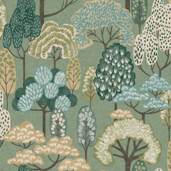 Gyerektapéta, zöld, fák, LD2113, Little Dreamers, Grandeco