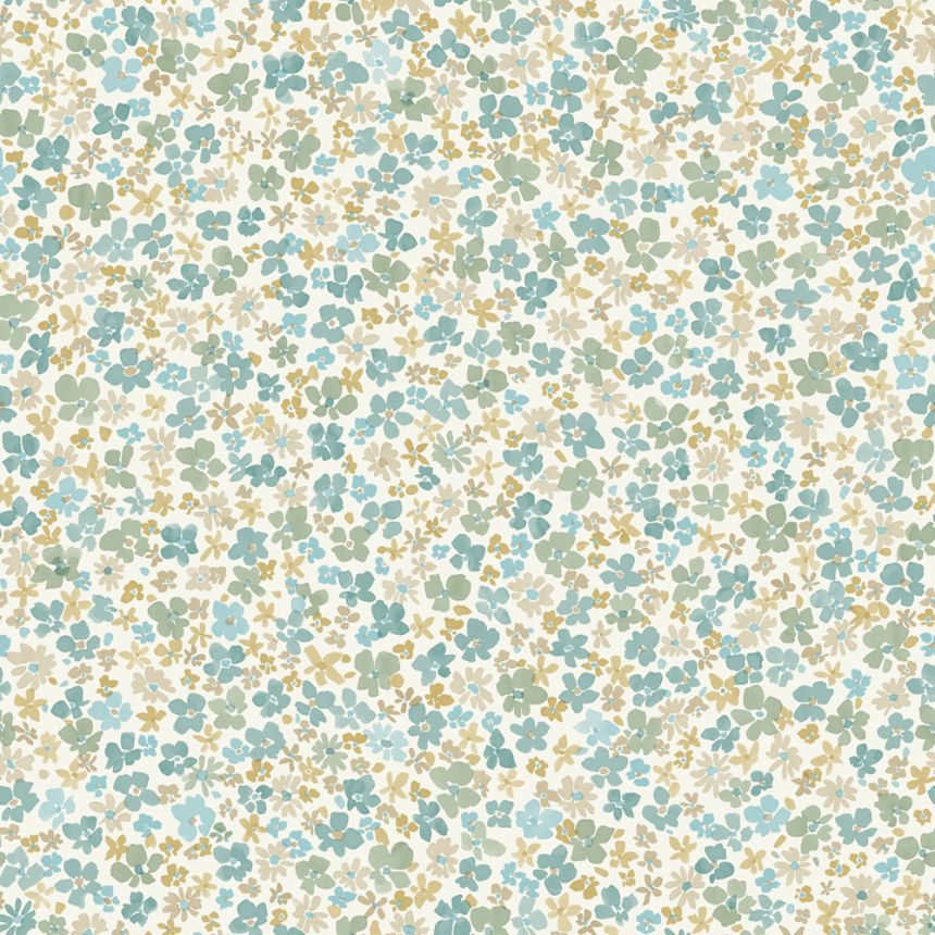 Tapéta, türkiz, virágok, LD3009, Little Dreamers, Grandeco