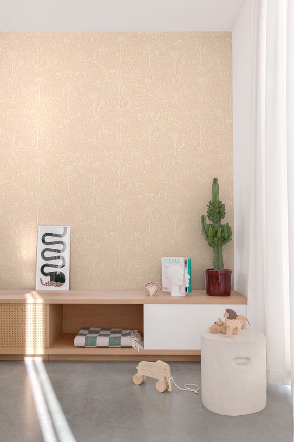 Tapéta, rózsaszín, erdei állatok, LD3418, Little Dreamers, Grandeco