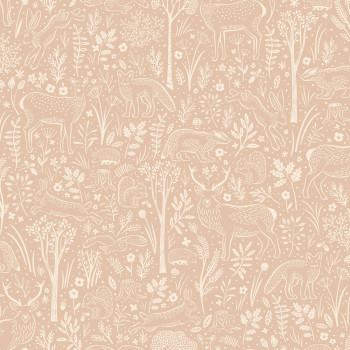 Tapéta, rózsaszín, erdei állatok, LD3418, Little Dreamers, Grandeco