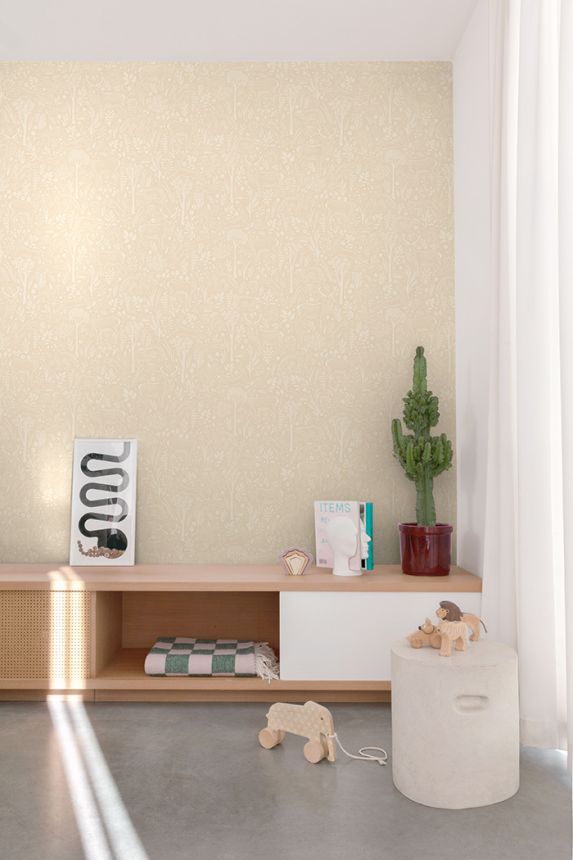Tapéta, bézs, erdei állatok, LD3419, Little Dreamers, Grandeco