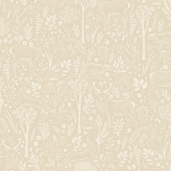 Tapéta, bézs, erdei állatok, LD3419, Little Dreamers, Grandeco