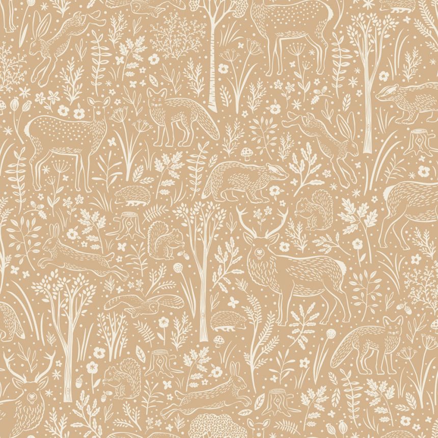 Tapéta, barna, erdei állatok, LD3421, Little Dreamers, Grandeco
