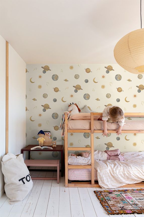 Gyerektapéta, krém, űr, LD3519, Little Dreamers, Grandeco
