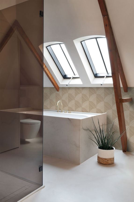 Tapéta, barna-bézs, grafikus minta, 347936, 3D Reflections, Origin