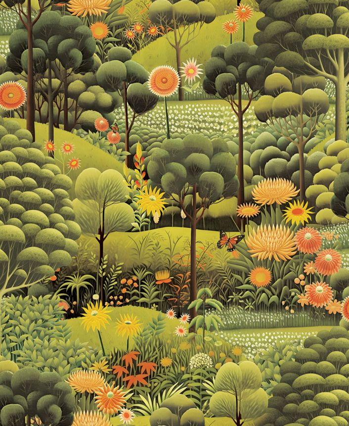 Tapéta, zöld, táj, virágok, fák, 127925, Arboretum, Graham Brown Premium