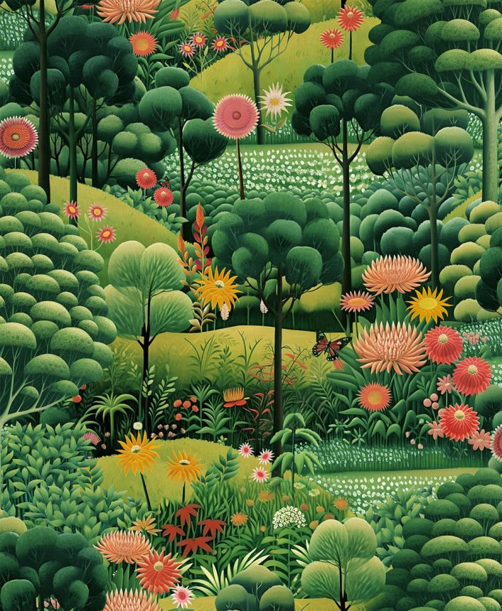 Tapéta, zöld, táj, virágok, fák, 127924, Arboretum, Graham Brown Premium
