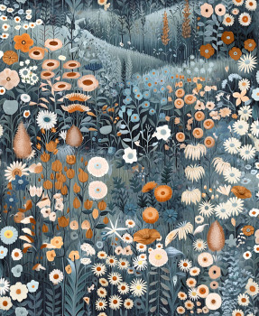 Tapéta, türkiz, virágzó rét, 127927, Arboretum, Graham Brown Premium