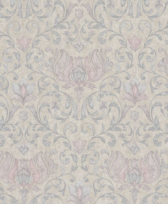 Tapéta, barna, szürke, rózsaszín, ornamentika, 35152, City Romance, Marburg