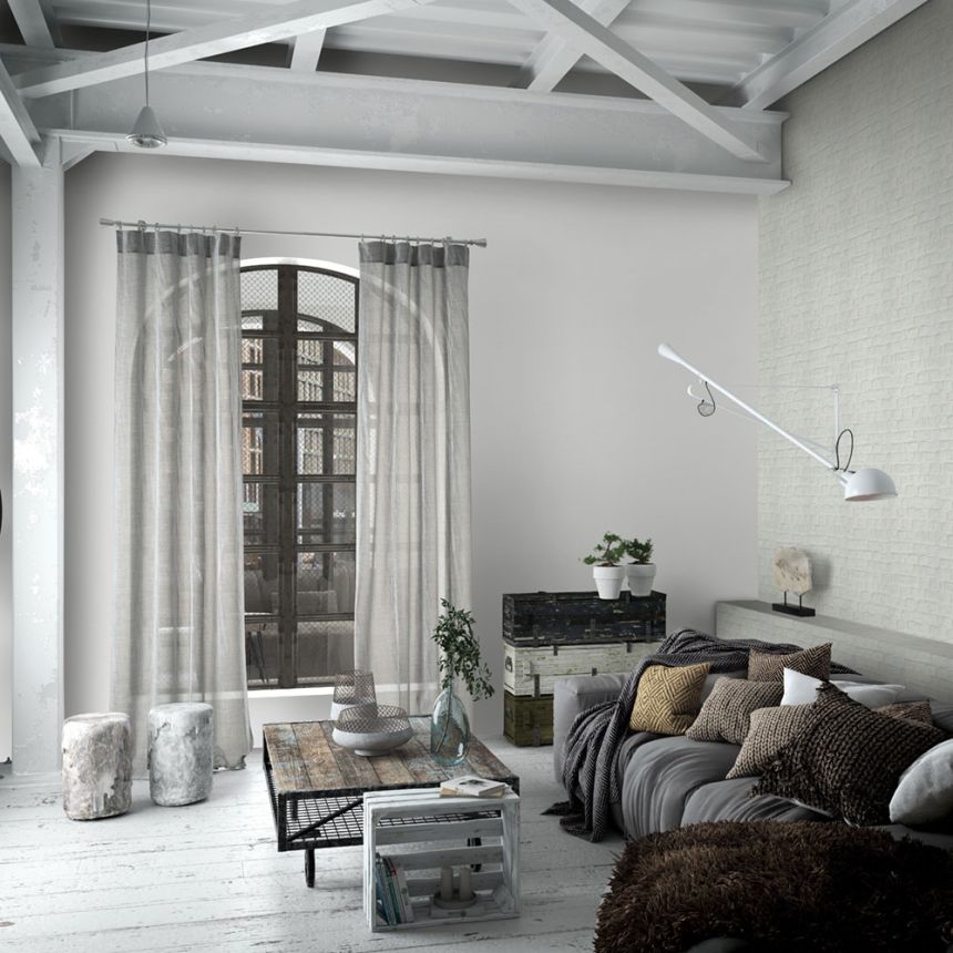 Tapéta, fehér, textilhatású, 34171, Kumano, Loft Superior, Marburg