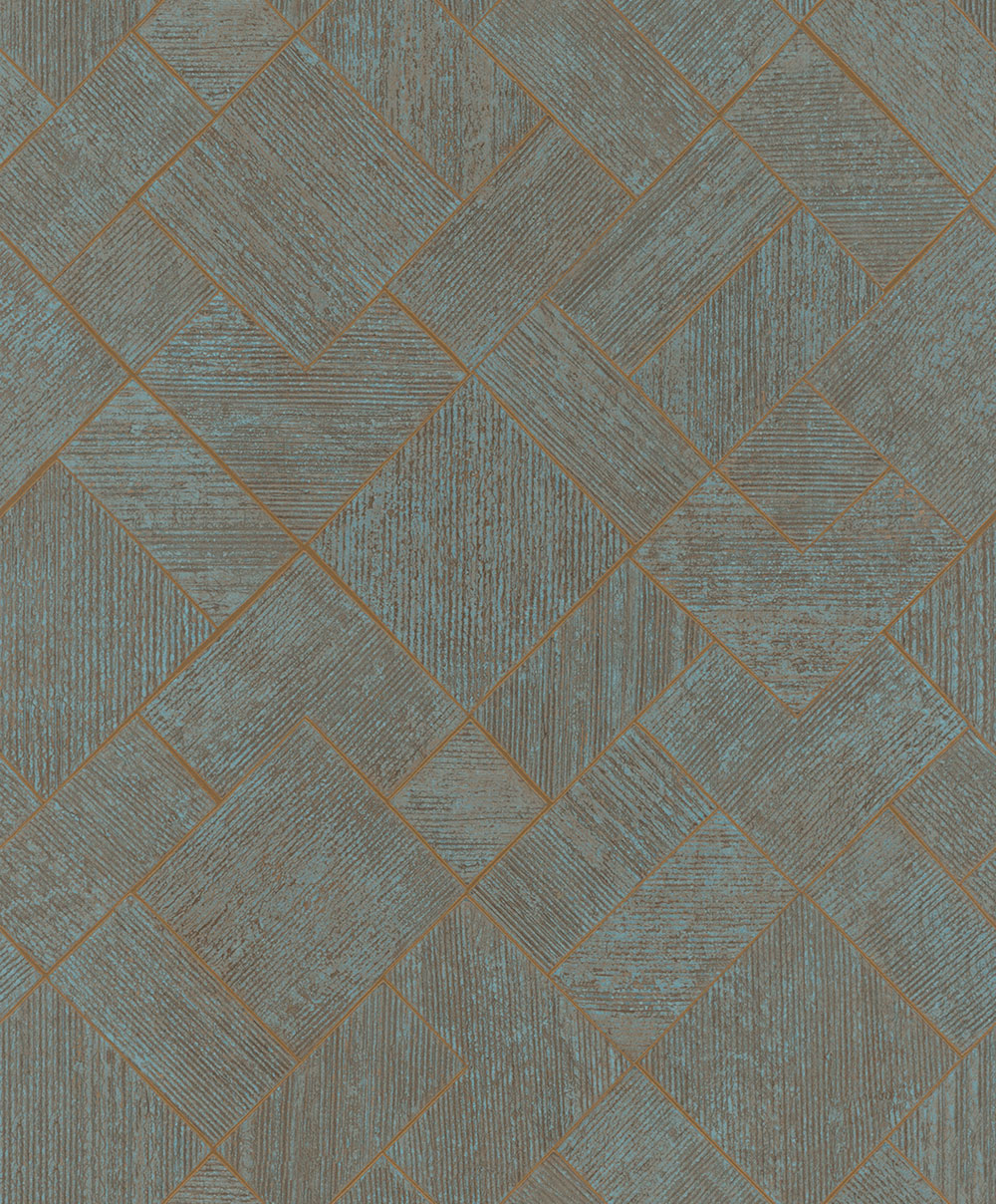 Tapéta, kék, rézszínű, geometrikus minta, 35512, Ritus, Marburg