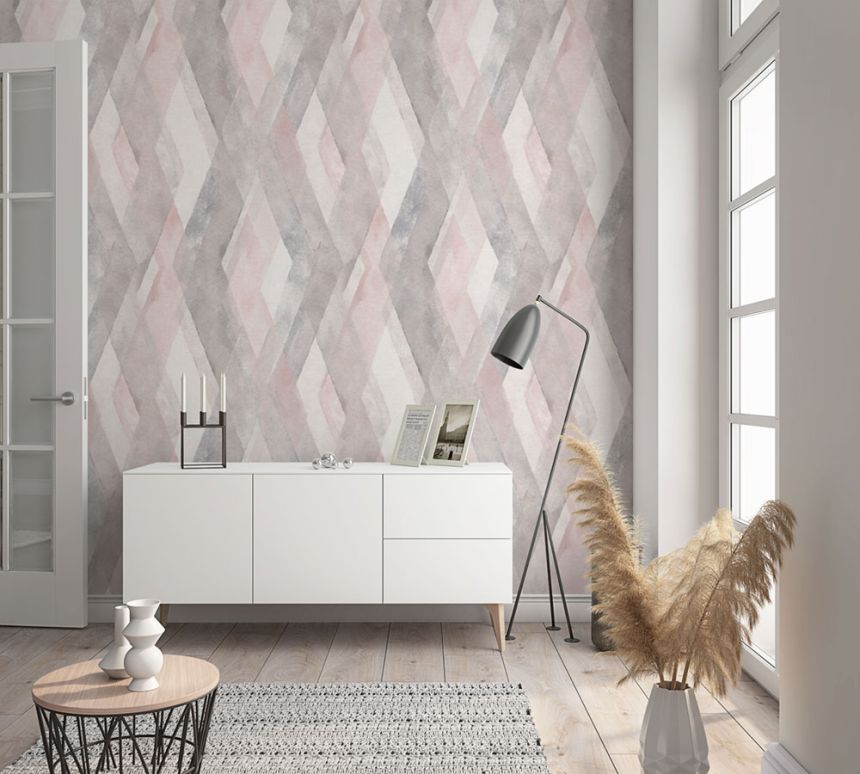 Geometrikus tapéta, szürke-rózsaszín, 32449, Shades, Marburg