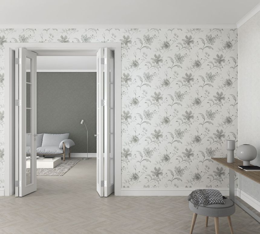 Tapéta, szürke-fekete, virágok, 32456, Shades, Marburg