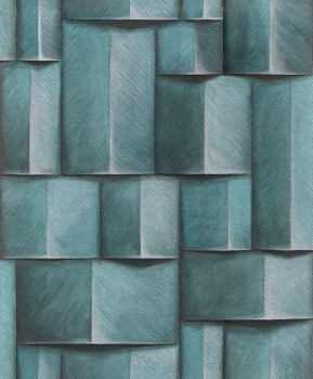 Grafikus tapéta, türkiz, 3D hatás, 35389, Timber, Marburg