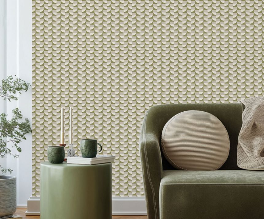 Tapéta, szürke-bézs, zöld, Z70723, Marrakech, Zambaiti Parati