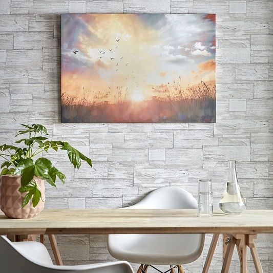 Printed canvas Sunset 105890, Serene Sunset Meadow, Wall Art, Graham & Brown