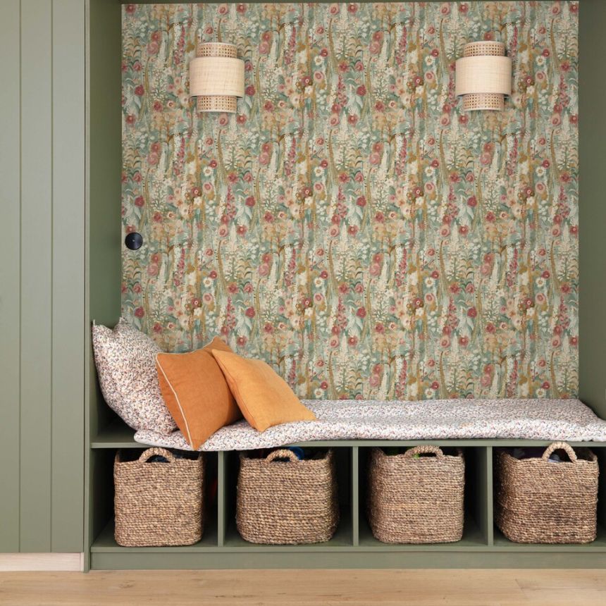 Tapéta, zöld, virágok, A74603, Inia, Grandeco