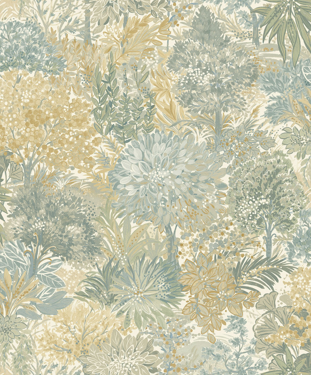 Tapéta, szürke-zöld, fák, A78603, Inia, Grandeco