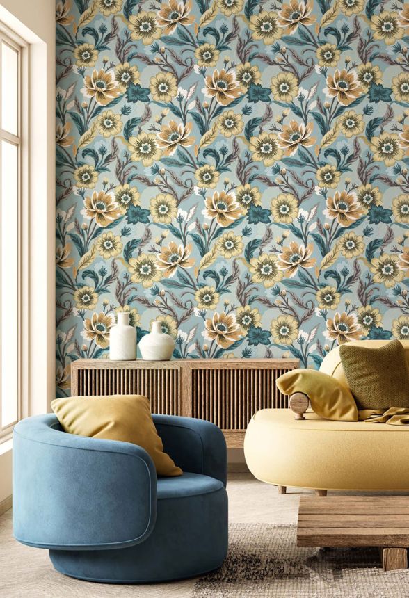 Tapéta, kék, virágok, 2014, Rio, Parato by Cristiana Masi