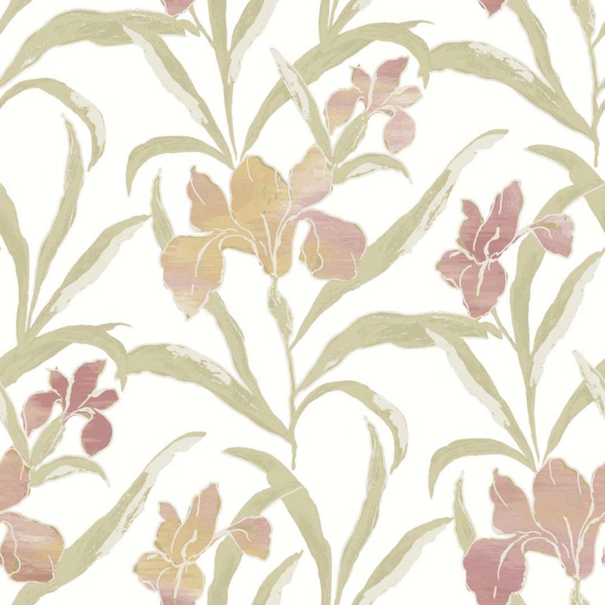 Tapéta, rózsaszín-zöld, virágok, 2021, Rio, Parato by Cristiana Masi