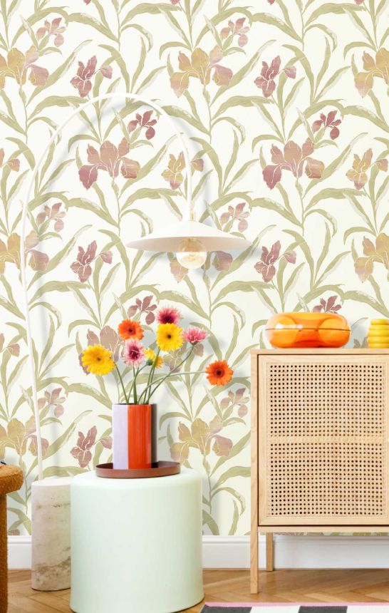 Tapéta, rózsaszín-zöld, virágok, 2021, Rio, Parato by Cristiana Masi