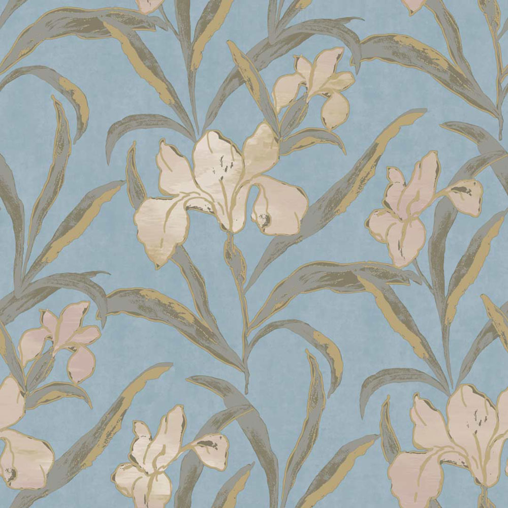 Tapéta, kék, virágok, 2024, Rio, Parato by Cristiana Masi