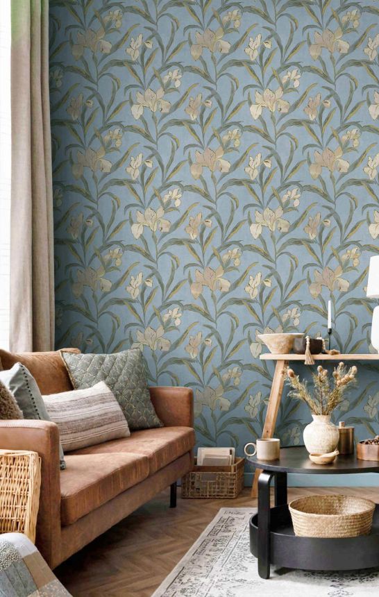 Tapéta, kék, virágok, 2024, Rio, Parato by Cristiana Masi