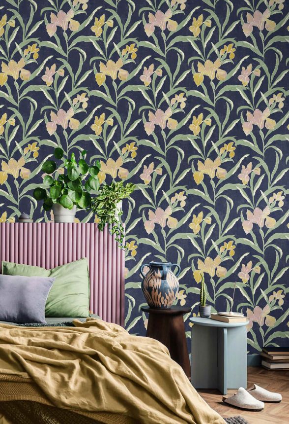 Tapéta, kék, virágok, 2025, Rio, Parato by Cristiana Masi