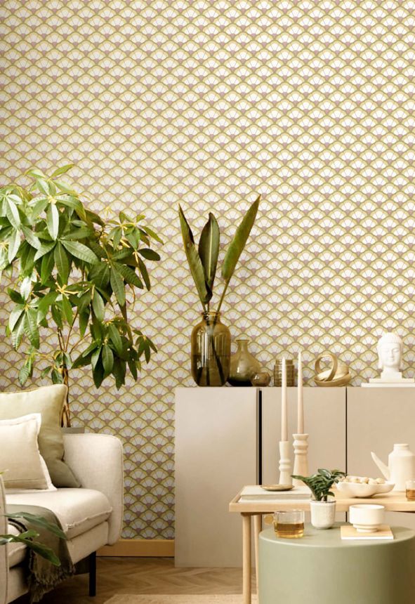 Tapéta, virágok, okker-lila, 2041, Rio, Parato by Cristiana Masi