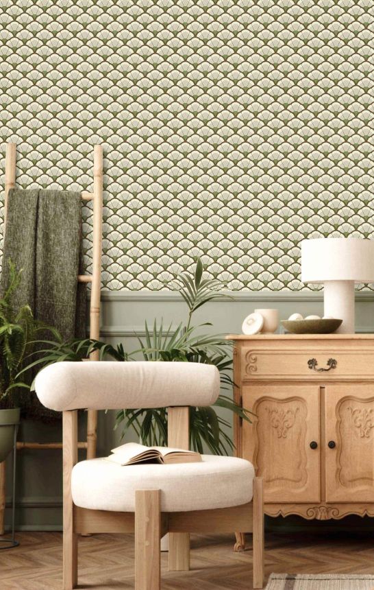 Tapéta, virágok, szürke-zöld, 2043, Rio, Parato by Cristiana Masi