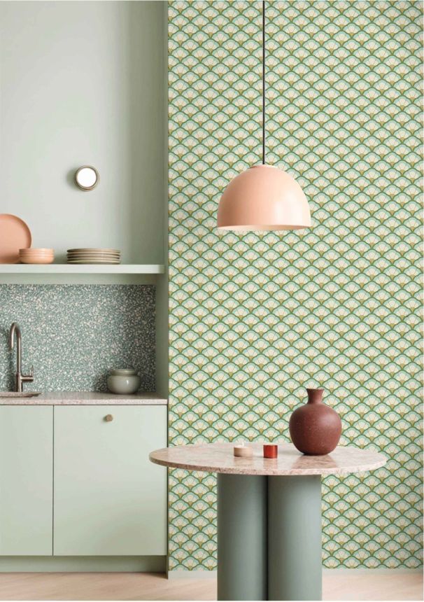 Tapéta, virágok, zöld-bézs, 2044, Rio, Parato by Cristiana Masi