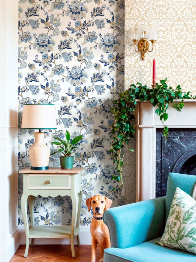 Tapéta, kék, virágok, 8303, Blooming Garden 2, Parato by Cristiana Masi