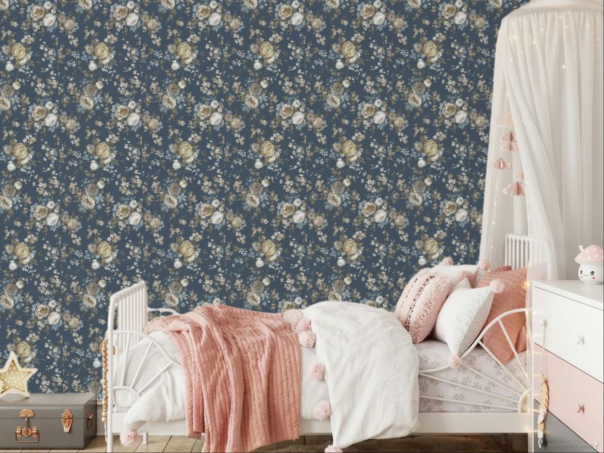 Tapéta, kék, virágok, 8313, Blooming Garden 2, Parato by Cristiana Masi