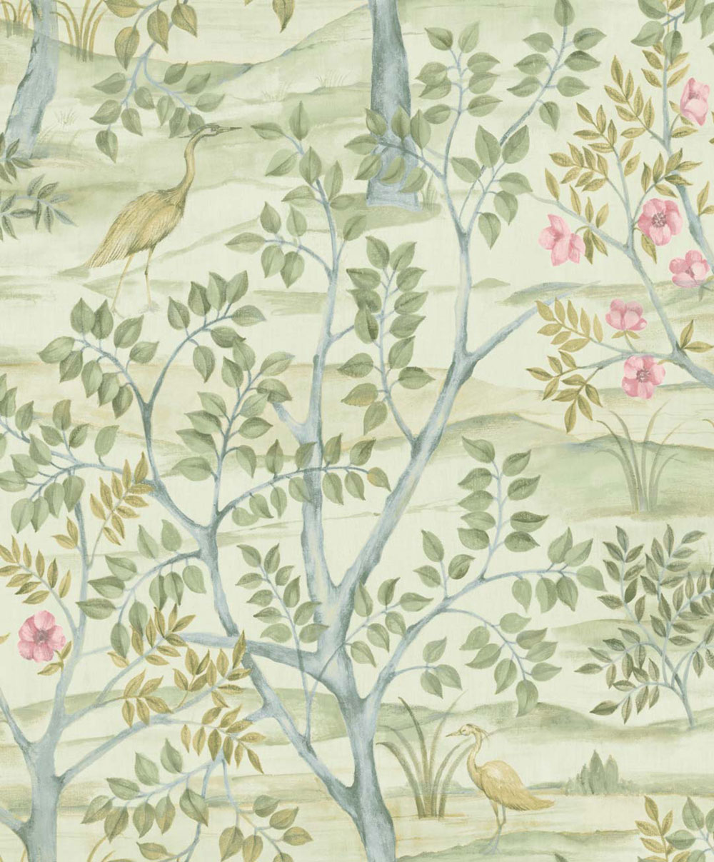 Tapéta, zöld, fák, madarak, 8317, Blooming Garden 2, Parato by Cristiana Masi