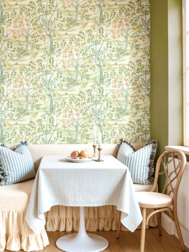 Tapéta, zöld, fák, madarak, 8317, Blooming Garden 2, Parato by Cristiana Masi