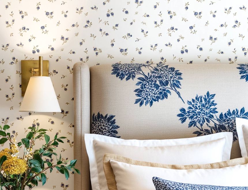 Tapéta, kék-barna, virágok, 8372, Blooming Garden 2, Parato by Cristiana Masi