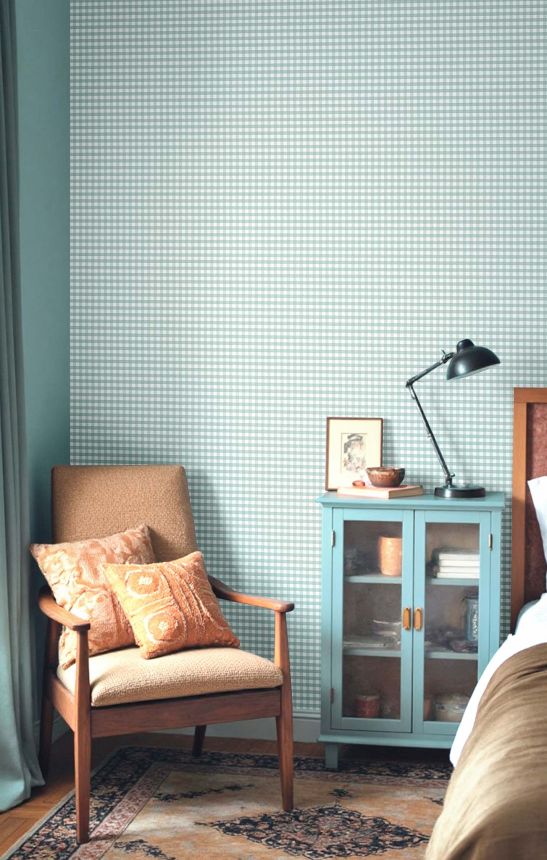 Tapéta, türkiz, textil hatás, 8392, Blooming Garden 2, Parato by Cristiana Masi