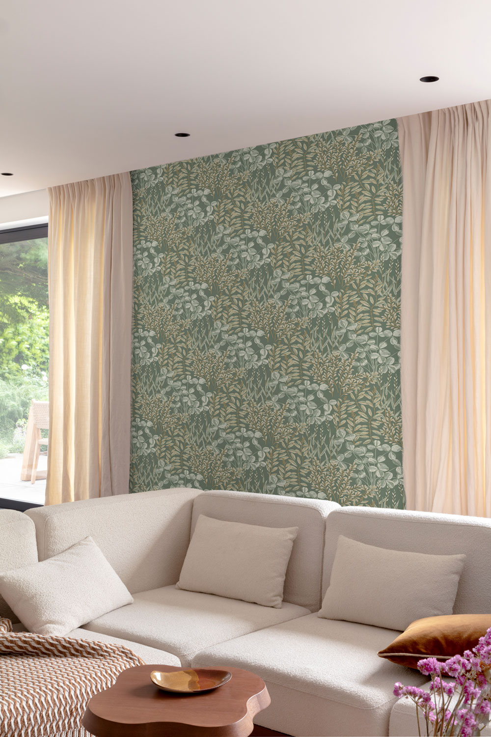 Tapéta, zöld, levelek és fű, A78901, Inia, Grandeco