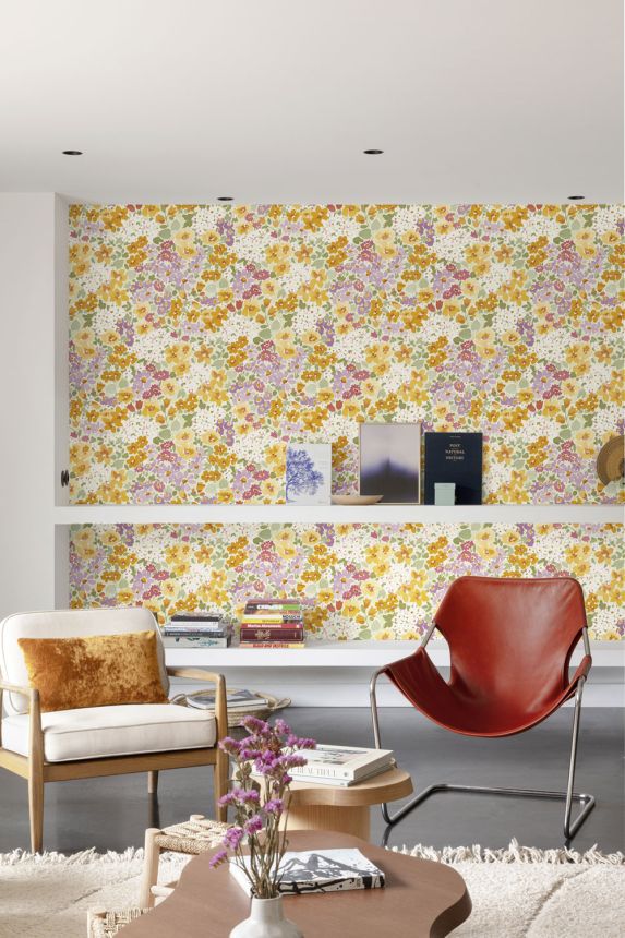 Tapéta, narancs, virágok, A80501, Inia, Grandeco