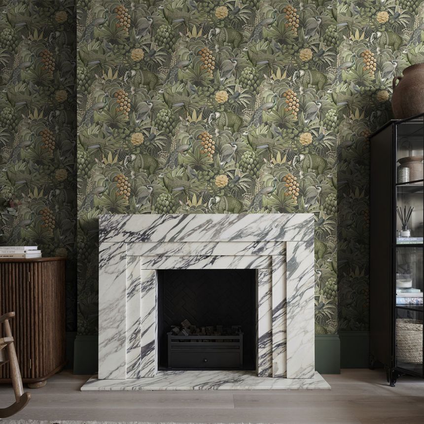 Tapéta, zöld, dzsungel, állatok, 142316, Jaipur, Graham Brown Premium