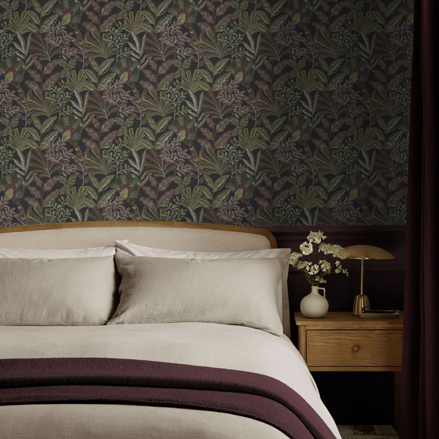 Tapéta, fekete, levelek, 142318, Jaipur, Graham Brown Premium