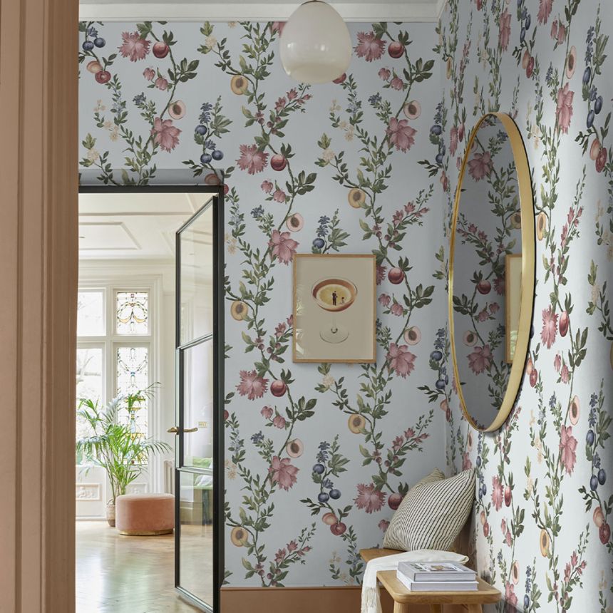 Tapéta, kék, ágak, virágok, 142343, Allurium, Graham Brown Premium