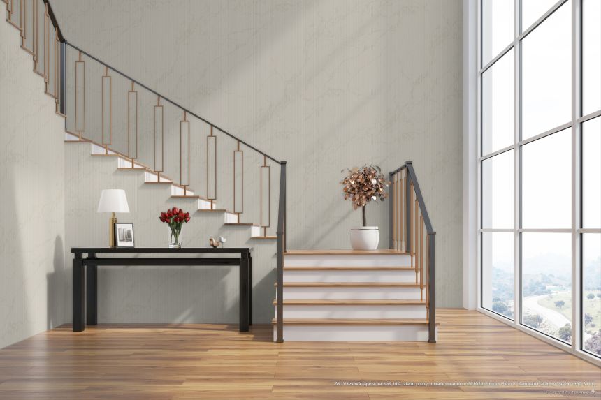 Tapéta, fehér, arany, csíkok, márvány hatás, Z81020, Philipp Plein 2, Zambaiti Parati