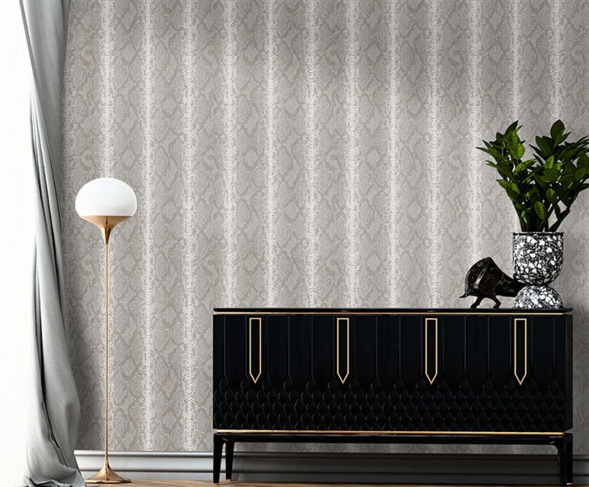 Tapéta, szürke, kígyóbőr hatás, Z81032, Philipp Plein 2, Zambaiti Parati