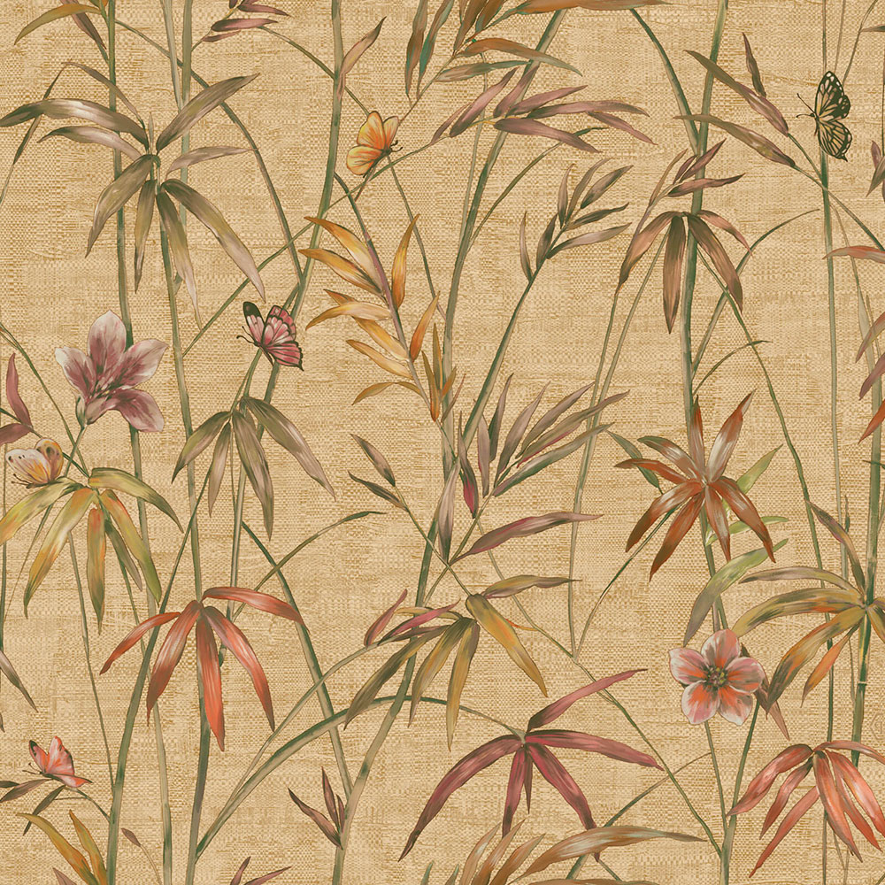 Tapéta, bézs, zöld, textil hatás, növények, Z81044, Philipp Plein 2, Zambaiti Parati