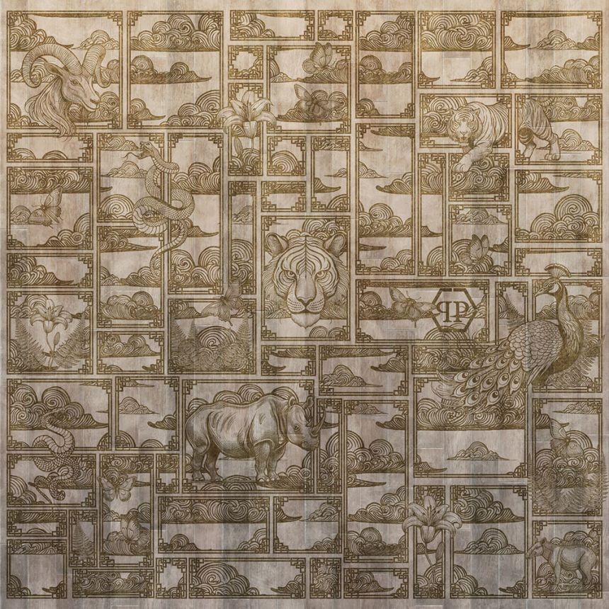 Fotótapéta, bézs, barna, tigris, képek, Z81065, 3x3 m, Philipp Plein 2, Zambaiti Parati