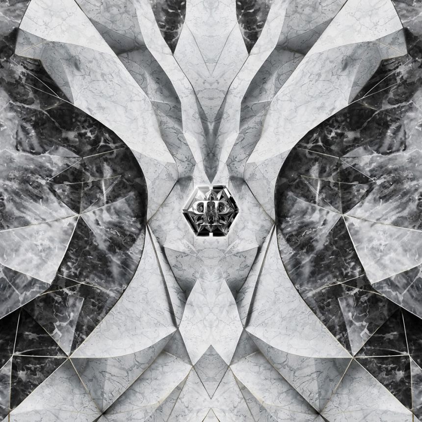 Fotótapéta, fekete, szürke, márvány, formák, logó, Z81067, 3x3 m, Philipp Plein 2, Zambaiti Parati