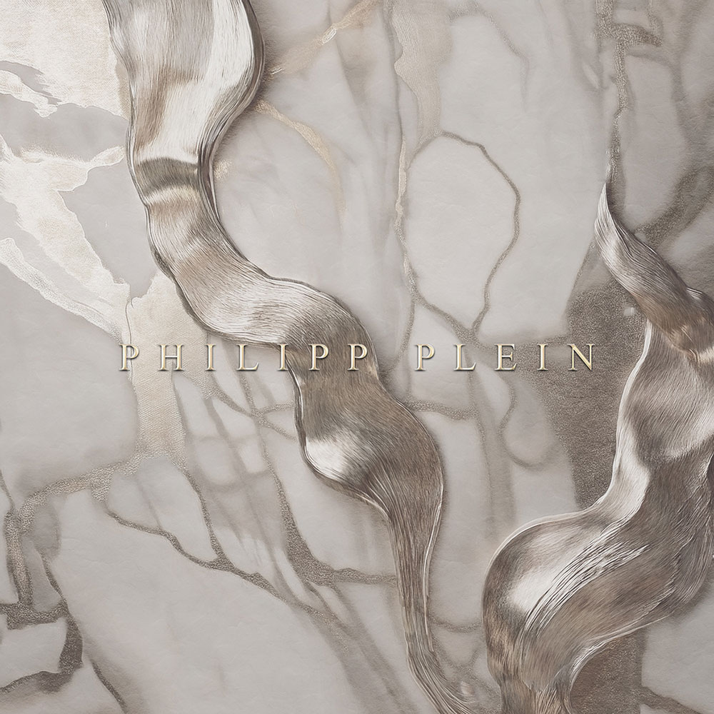 Fotótapéta, szürke, ezüst, márvány, felirat, Z81071, 3x3 m, Philipp Plein 2, Zambaiti Parati