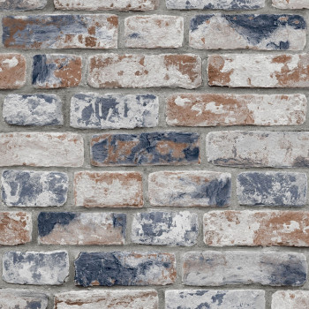 Papír tapéta Tégla 108596, Distressed Brick Navy Red, Kids@Home 6, Graham & Brown