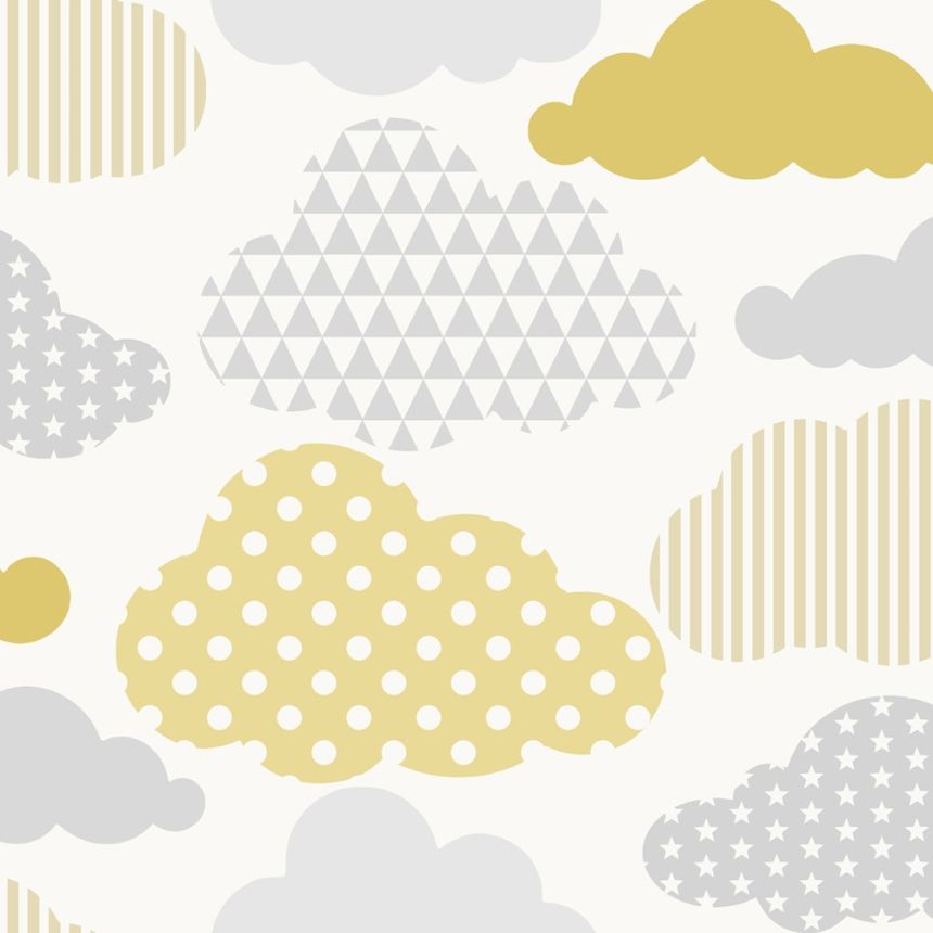 Gyerek vlies tapéta Felhők, 108267, Clouds Yellow Grey, Kids@Home 6, Graham & Brown